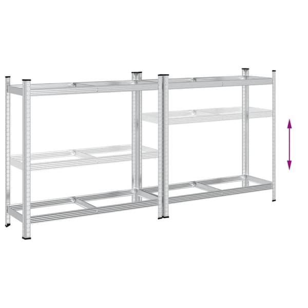 vidaXL Dekkhyller 2 lag 2 stk sølv 110x40x109 cm stål