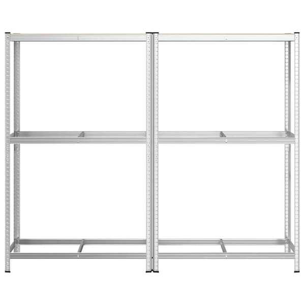 vidaXL Dekkhyller 2 lag 2 stk sølv 110x40x180cm stål og konstruert tre