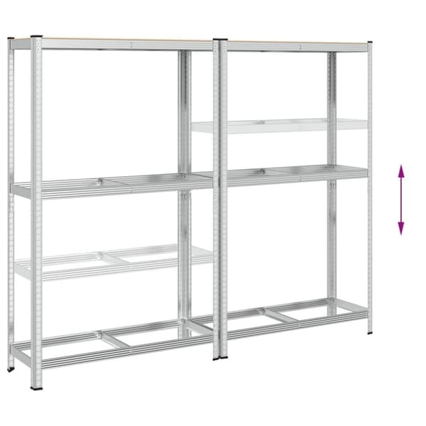 vidaXL Dekkhyller 2 lag 2 stk sølv 110x40x180cm stål og konstruert tre