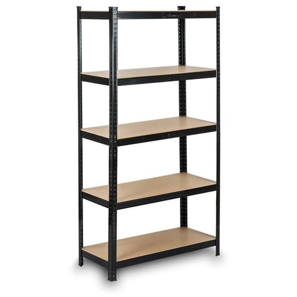 Vankka musta MDF-hyllykaappi metallirungolla, 150x75x30cm, 750kg kantavuus - Ihanteellinen DIY:lle ja käsityöläisille