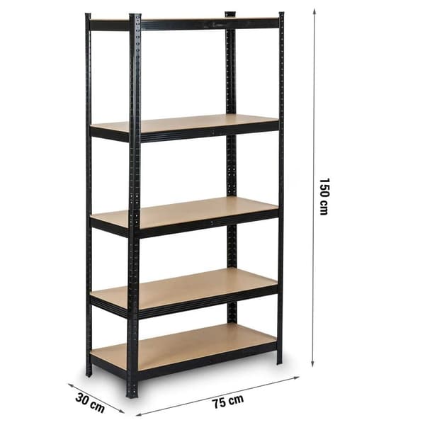 Elegant svart MDF-förvaringsskåp för kontor & hemmakontor, 5 hyllor, 750kg kapacitet