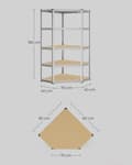Pikkukuva 6 / 6: Hylly, SONGMICS Kulmahylly 5 tasoa, 90x90x180 cm, Hopea-Natural Beige.