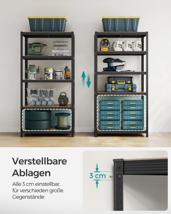 Lagerreoler, SONGMICS, 180 x 90 x 40 cm, Sølv.