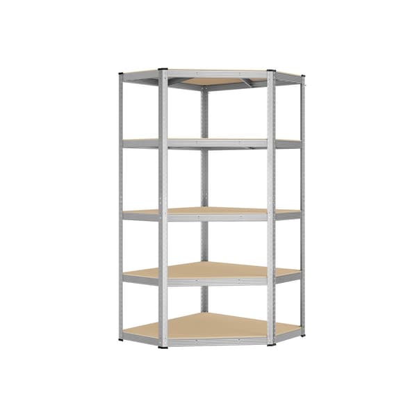 Hjørnereol, SONGMICS, 90x90x180 cm, Sølv-Naturbeige.