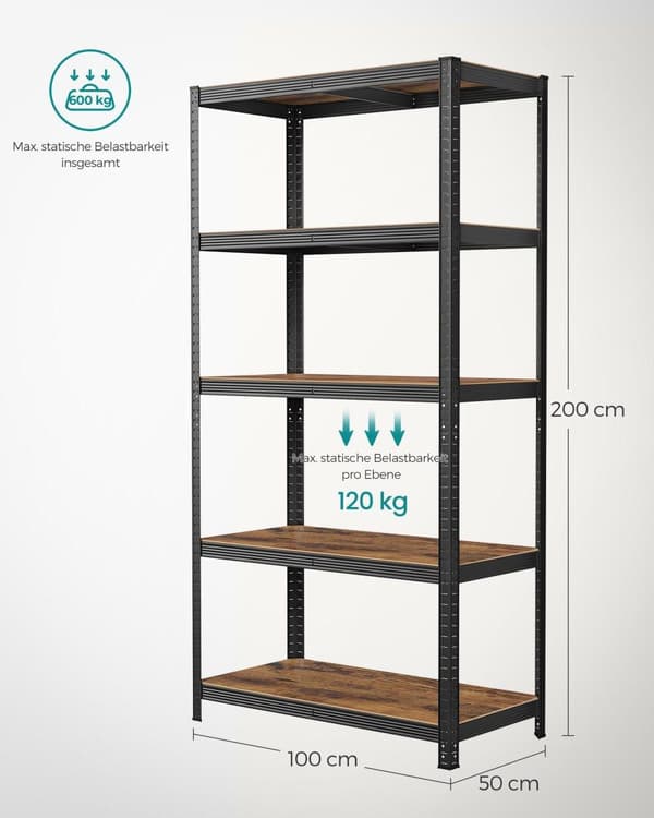 Hylde, SONGMICS, 50x100x200 cm, Brun-Sort