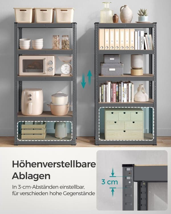 Stående reol, SONGMICS GLR030B01, 150x75 cm, Grå