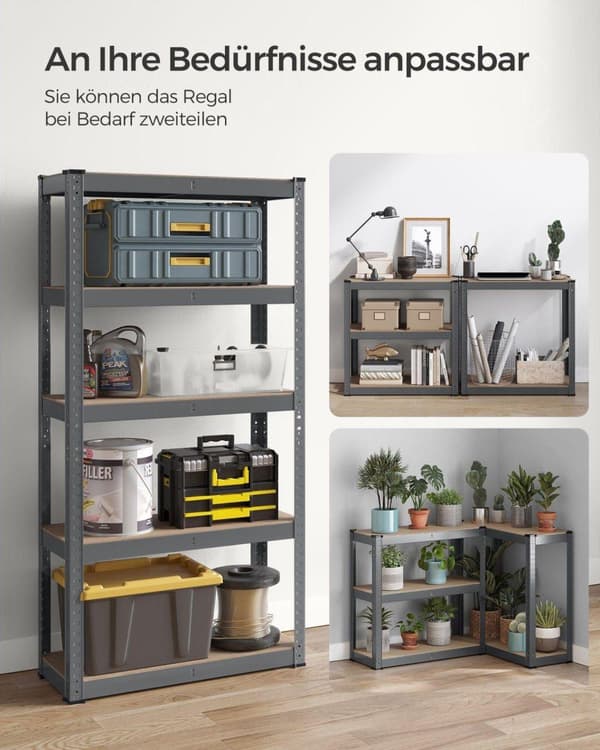 Stående reol, SONGMICS GLR030B01, 150x75 cm, Grå
