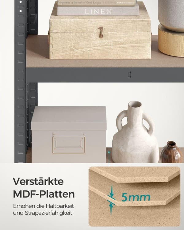 Stående reol, SONGMICS GLR030B01, 150x75 cm, Grå