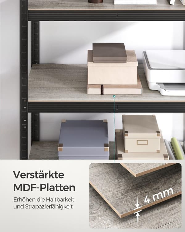 Stående reol, GLR030B01, 150x75 cm, Sort