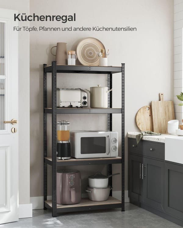 Förvaringshylla, GLR44Q, 160x80x40 cm, Greige-Svart