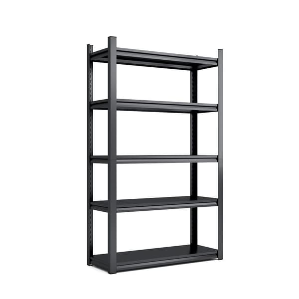 H198cm Schwerlastregal 5 Hyllor – Metall Lagerregal 650kg Belastning, Justerbart Industriellt Regal för Garage, Källare & Verkstad, Svart