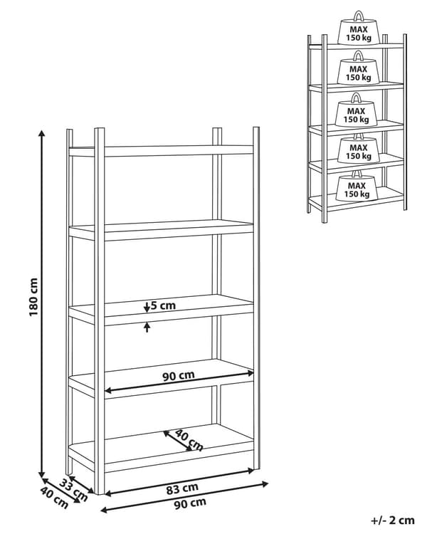 Reol Sølvmetal 180 cm 5 hylder Fritstående Moderne design Opbevaringshylder Garage
