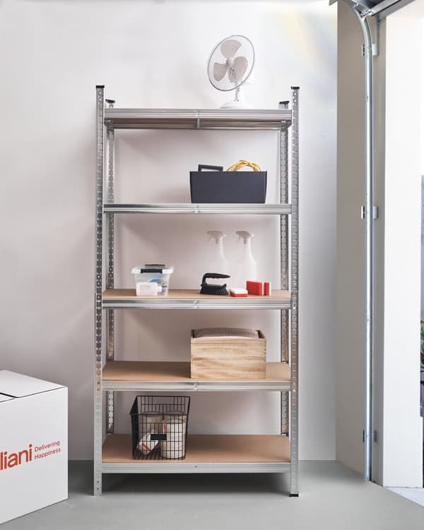 Reol Sølvmetal 180 cm 5 hylder Fritstående Moderne design Opbevaringshylder Garage