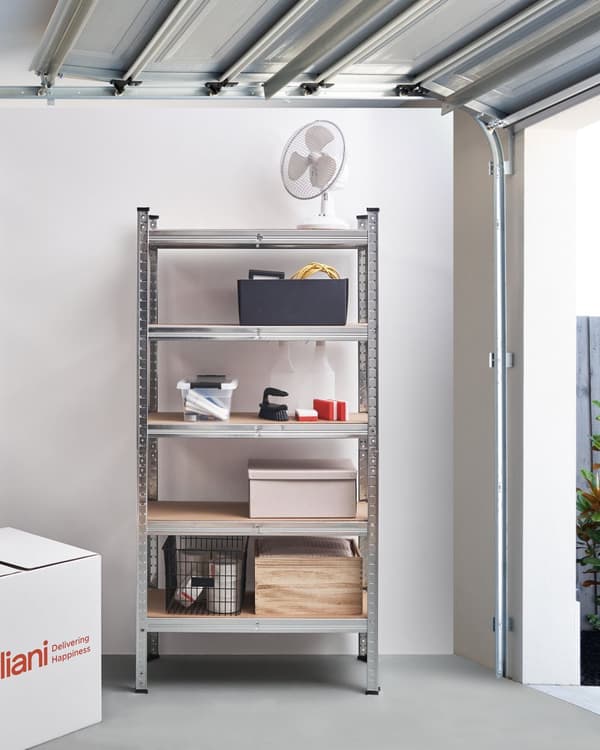 Sett med 2 reoler Sølv Metall 150 cm 5 hyller Frittstående Moderne design Oppbevaringshyller Garasje