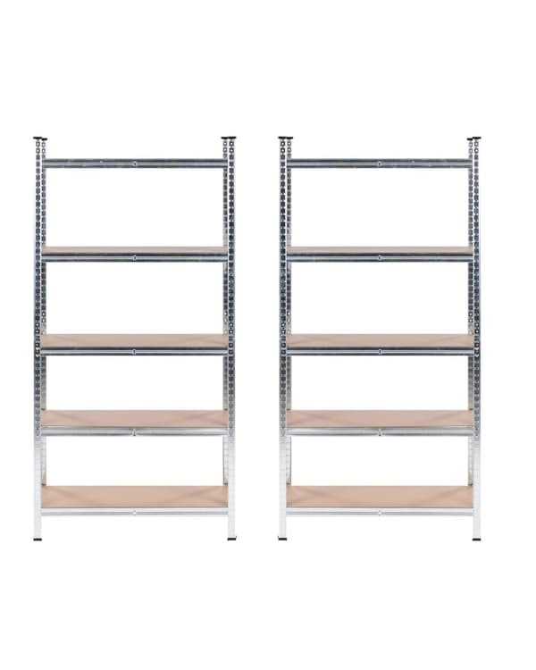Sett med 2 reoler Sølv Metall 150 cm 5 hyller Frittstående Moderne design Oppbevaringshyller Garasje