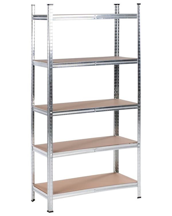 Sett med 2 reoler Sølv Metall 180 cm 5 hyller Frittstående Moderne design Oppbevaringshyller Garasje
