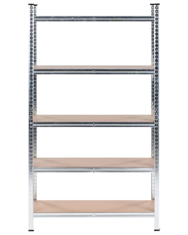 Sett med 2 reoler Sølv Metall 180 cm 5 hyller Frittstående Moderne design Oppbevaringshyller Garasje