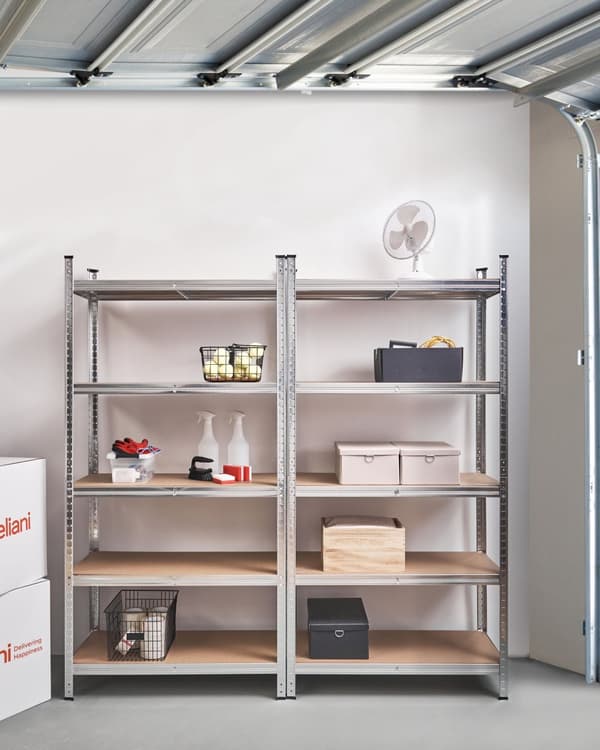 Sett med 2 reoler Sølv Metall 180 cm 5 hyller Frittstående Moderne design Oppbevaringshyller Garasje