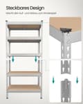 Miniatyrbild 5 av 6: Robust hylla, SONGMICS GLR300E01, 30x75x150 cm, Silver