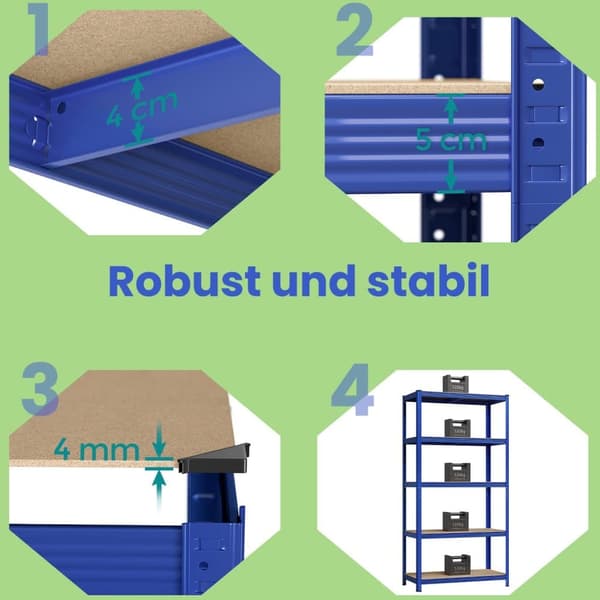 Kraftig hylde, SONGMICS GLR060Q01, 200x120x60 cm, Blå