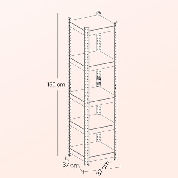 Robust hylde, SONGMICS GLR037B01, 150x37x37 cm, Brun Sort