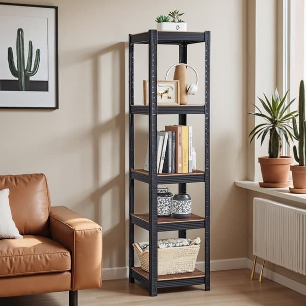Robust hylde, SONGMICS GLR037B01, 150x37x37 cm, Brun Sort