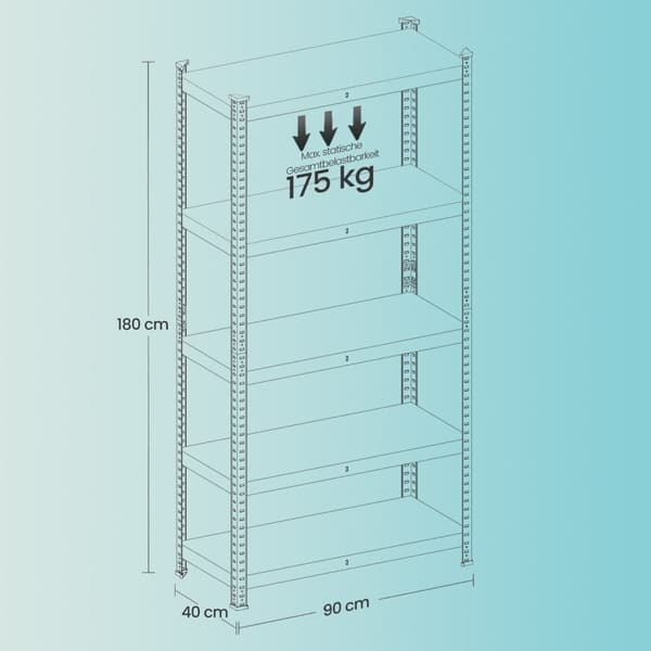 Opbevaringsstativ, SONGMICS GLR40Q, 40x90x180 cm, Sølv