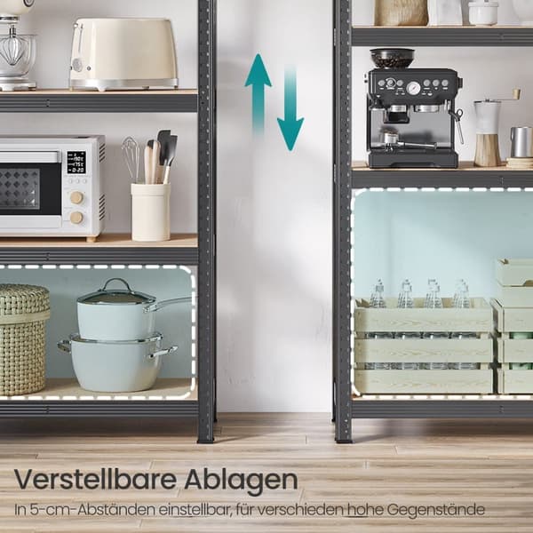 Hyllset med tung belastning, 40x90x180 cm, Grå