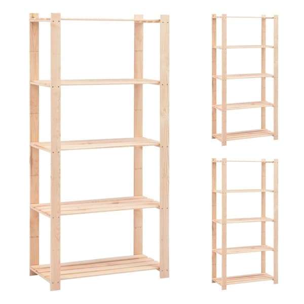 Förvaringshylla 5 hyllor 3 st 80x38x170 cm massiv furu 250 kg