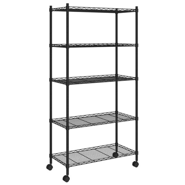 Förvaringshylla med hjul 5 hyllplan 75x35x155 cm svart 250 kg