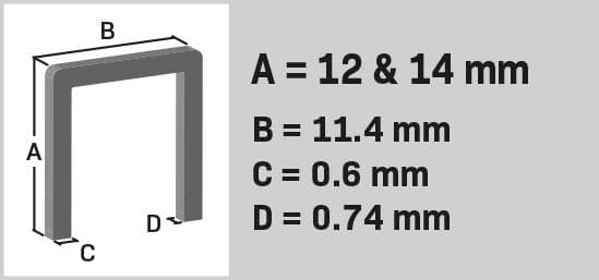 VONROC Häftklamrar 12mm & 14mm för elektrisk häftpistol - 1000st | Till ET502AC