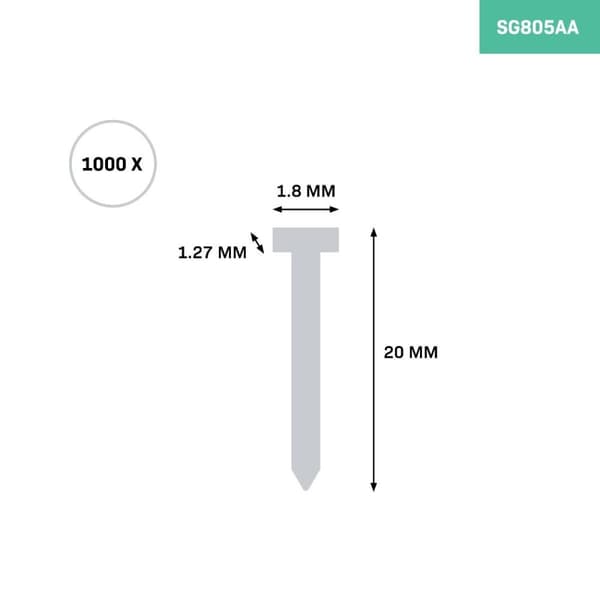 VONROC Spik 1000st. – 20mm | För VONROC SG503DC – Universal standard