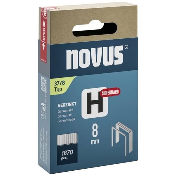 Fintrådklamrar - Novus - Typ H - 8 mm - Stål - Förpackning med 1870 st
