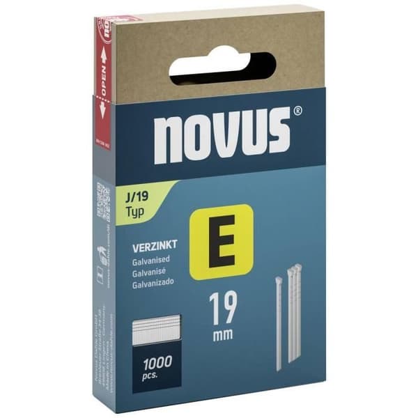 Clous - Novus - E typ J - 19 mm - Stål - Paket med 1000 st