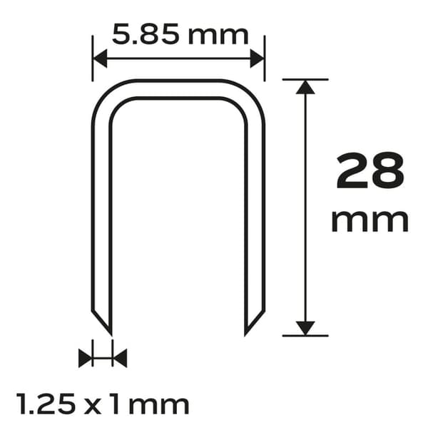 Galvaniserede hæfteklammer til pneumatisk hæftemaskine (14-570), GA18, Type 90 (4K), længde 28 mm, 4000 s