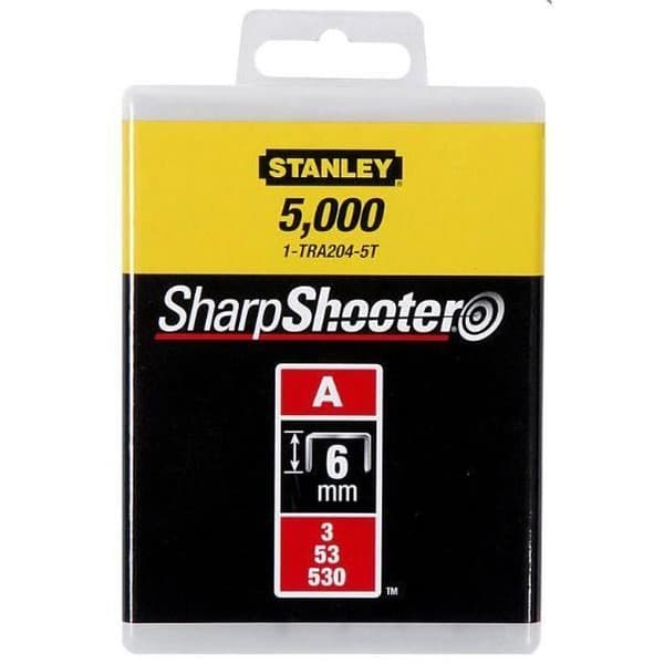 Typ A häftklamrar 6 mm låda med 1000 - STANLEY - 1-TRA204T