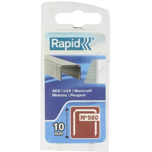 Klammer - RAPID - N°980 - Galvaniserad - Platt tråd - 10 mm - Paket med 200 st