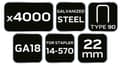 Miniatyrbillede 1 af 6: Galvaniserede hæfteklammer til pneumatisk hæftemaskine (14-570), GA18, Type 90 (4K), længde 22 mm, 4000 s