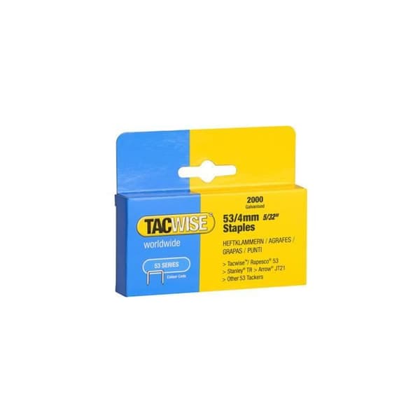 Kartong med 2000 galvaniserade häftklamrar typ 53 L. 4 mm - TA-0333 - Tacwise