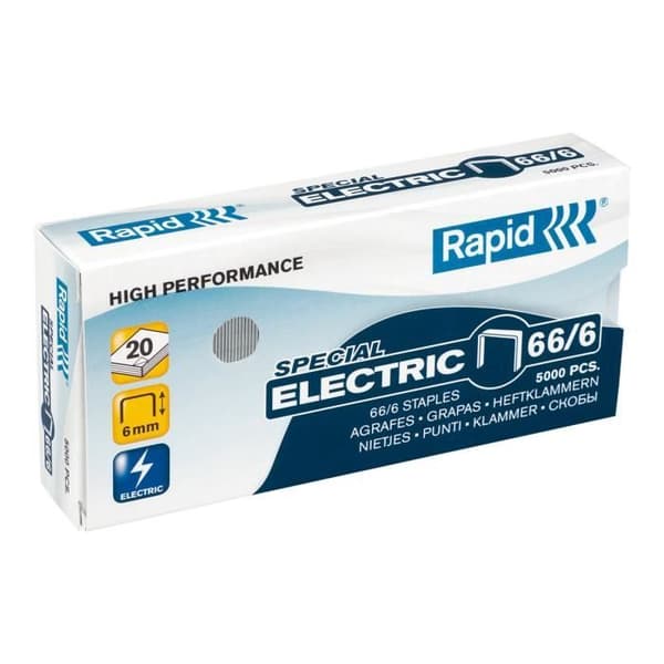 Rapid Agrafes 66-6 6 mm galvaniserat stål paket om 5000 för Rapid 106E; Classic 100E, 105E, 106E