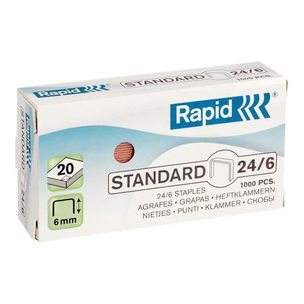 Rapid Standard Staples 24-6 6 mm koppargalvaniserat stålpaket om 1000 st
