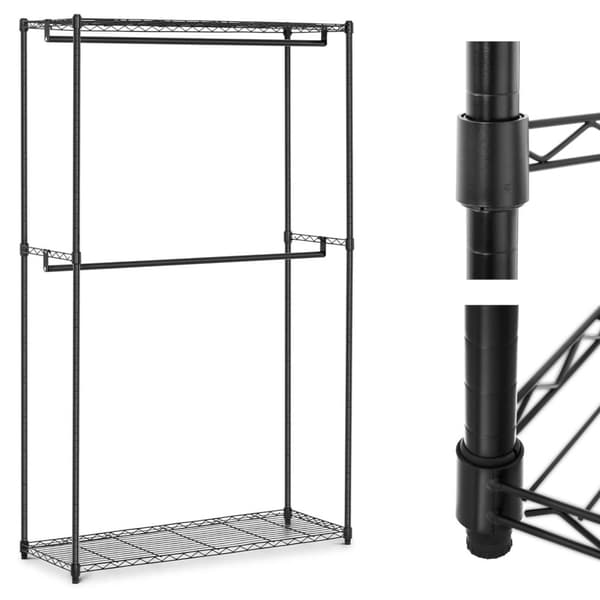 Tøjstativ til omklædningsrum garderobe 2 hylder 2 bøjler 120 x 45 x 180 cm op til 200 kg