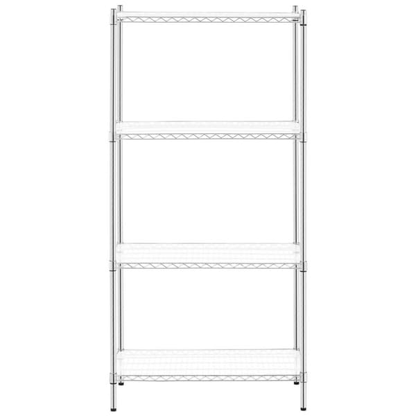 Kromattu työpajahylly, 4 hyllyä + 4 mattoa, 1 t 1000 kg asti, 90x45x180 cm