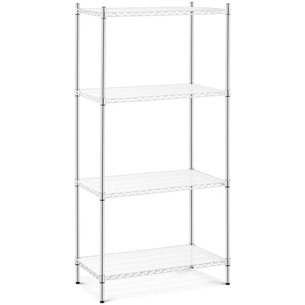 Kromattu työpajahylly, 4 hyllyä + 4 mattoa, 1 t 1000 kg asti, 90x45x180 cm