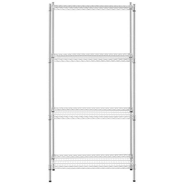 Förkromad verkstadshylla, 4 trådhyllor, upp till 1 t 1000 kg, 90x45x180 cm