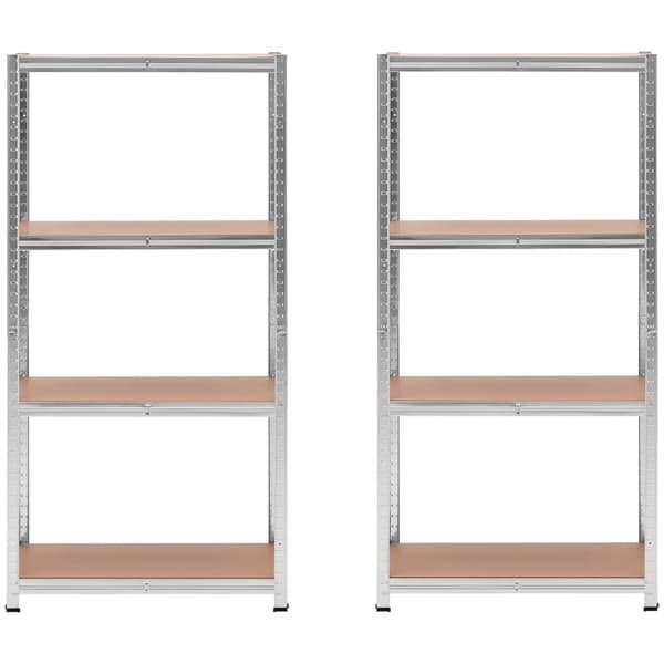 Metallivaraston hylly 4 hyllyä 320 kg 80 x 40 x 160 cm harmaa 2 kpl.