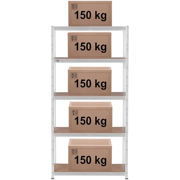 Metallinen varastohylly 5 hyllyä 750 kg 100 x 50 x 197 cm harmaa