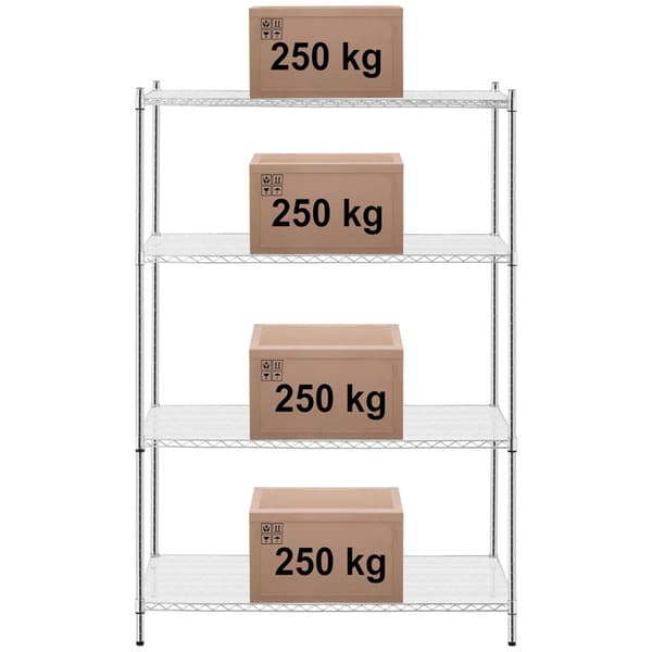 Trådværkstedshylde 4 hylder + 4 måtter op til 1 t 1000 kg 120x60x180 cm