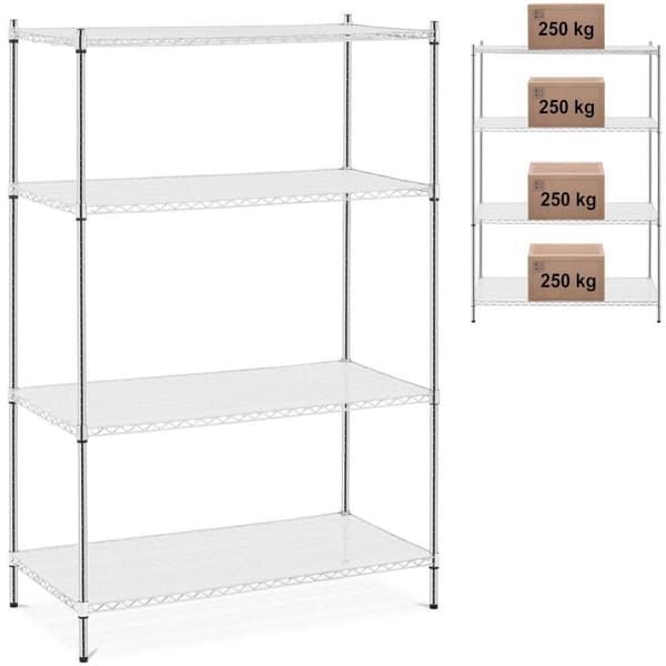 Trådværkstedshylde 4 hylder + 4 måtter op til 1 t 1000 kg 120x60x180 cm