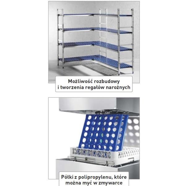 Alumiininen ruokasäilytyshylly keittiöön GN1/1-konteille, leveys 112 cm